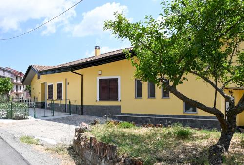 a yellow house with a tree in front of it at Casa Experience - Acri in Calamia