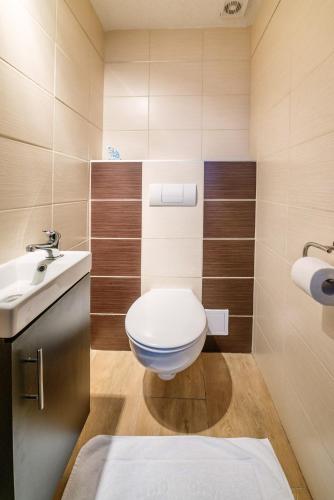 a bathroom with a toilet and a sink at Chata 3 Domky 181 in Belá