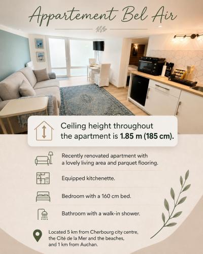 an advertisement for an apartment bed air in a living room at Appartament Bel Air in Cherbourg en Cotentin