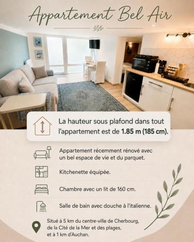 an advertisement for an apartment bdi air in a living room at Appartament Bel Air in Cherbourg en Cotentin