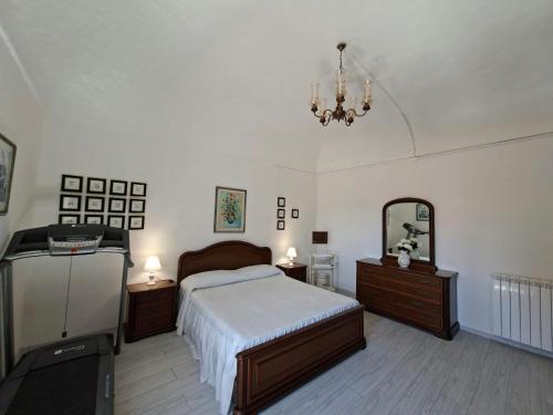 a bedroom with a bed and a dresser and a mirror at Su ciaccu in Nulvi