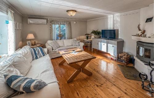 a living room with a couch and a coffee table at 2 Bedroom Lovely Home In Ödeshög in Ödeshög