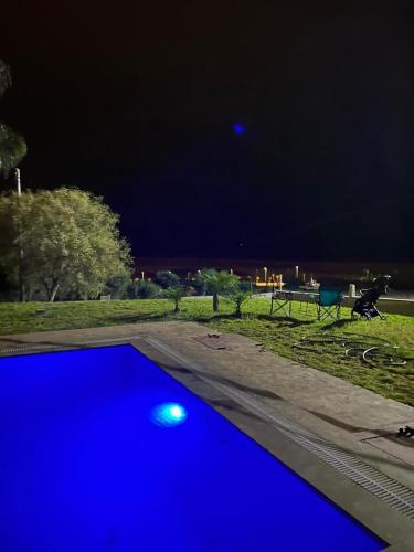 a blue ball on the road at night at Sea et sun appartement in Tangier