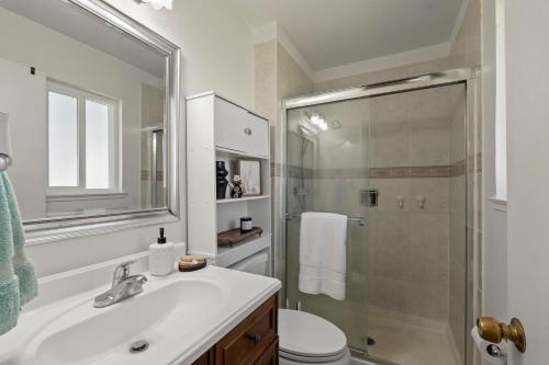 a bathroom with a shower and a sink and a toilet at Gonzolez Apartments in Zamboanga