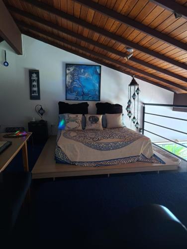 a bedroom with a large bed in a room at Rancho do Mirante in Araçatuba