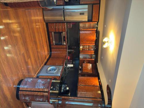 an overhead view of a staircase in a boat at B&B Apartment Mountain View in Vratsa