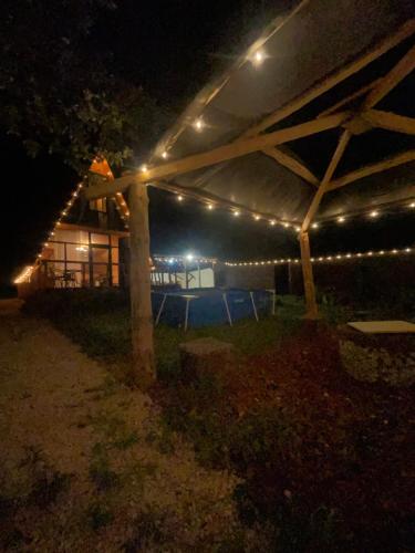 a tent with lights on it at night at Hayrapet Asatryan in Arzakan