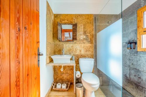 a bathroom with a toilet and a sink at La cara Luna in Santa Brígida