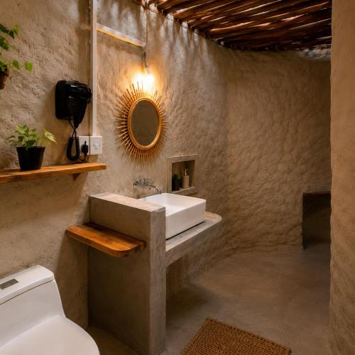 a bathroom with a sink and a toilet at 87 Ahangama in Ahangama