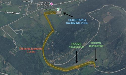 a map of the restoration and swimming pool at Residence Hotel Monte Ricciu Nuova Gestione in Alghero