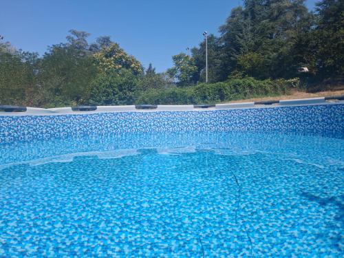 a large swimming pool with blue water at Espace naturel in La Tour-de-Salvagny