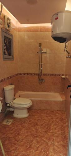a bathroom with a toilet and a bath tub at Couple's Cove in Luxor
