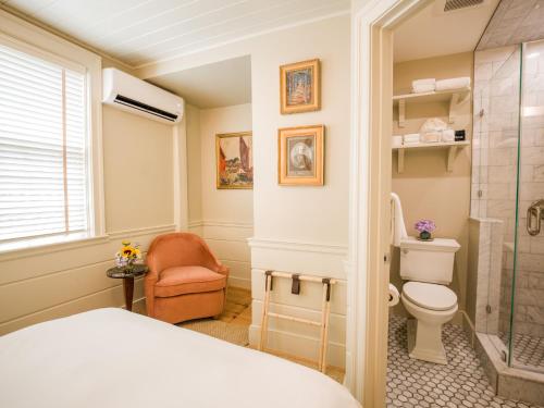a bathroom with a toilet and a shower at Sawyer House in Nantucket