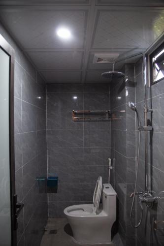 a bathroom with a toilet and a shower at Sapa Station Hotel in Sapa