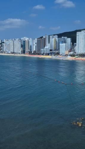a large body of water with a city in the background at 오션스테이 호텔 in Busan