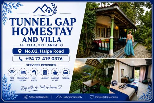 a collage of pictures of a flyer for a tulum gap homaway at Tunnel Gap Homestay in Ella