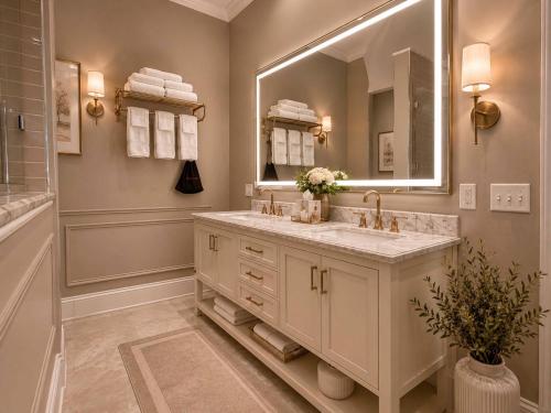 a bathroom with a sink and a mirror at The Federal Pointe Inn Gettysburg, an Ascend Collection Hotel in Gettysburg