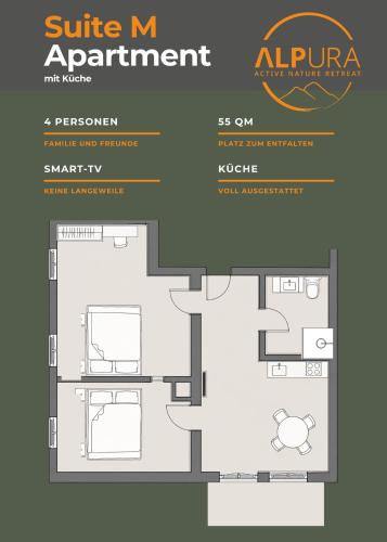 a floor plan of a apartment at ALPURA Allgäu - Active Nature Retreat - HOTEL REOPENING in Bad Hindelang