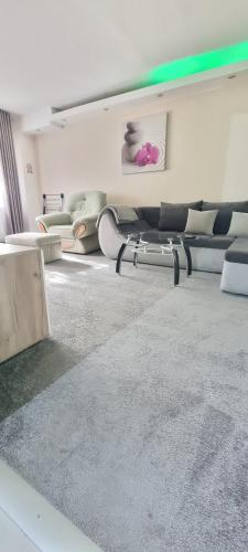 a living room with several couches and a table at MAXX Lake Apart in Bacău