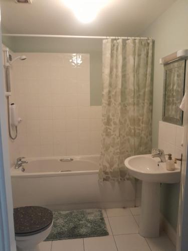 a bathroom with a tub and a toilet and a sink at Seville Grove in Kilkenny