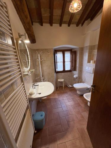 a bathroom with a sink and a toilet at Molenda B&B in Città di Castello