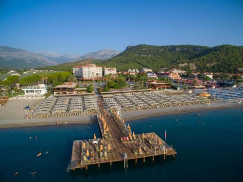 an aerial view of a beach with a marina at Akka Alinda Hotel - Premium Ultra All Inclusive in Kemer