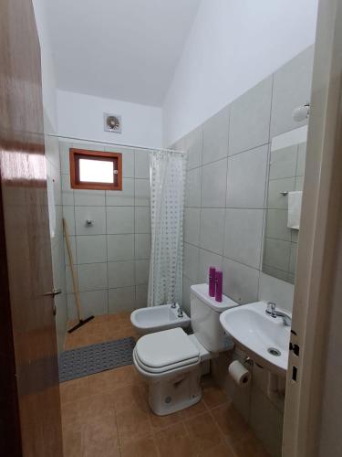 a bathroom with a toilet and a sink at Departamento Blach in Cafayate