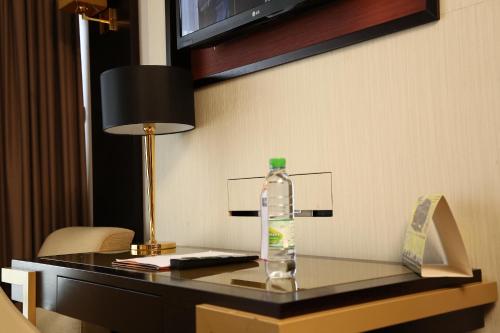 Televisyen dan/atau pusat hiburan di Hôtel Fleur de Lys Plateau