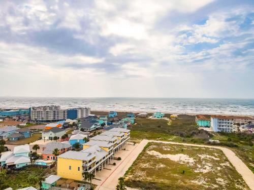 an aerial view of a city and the ocean at 3 Sheets To the Zin in Port Aransas
