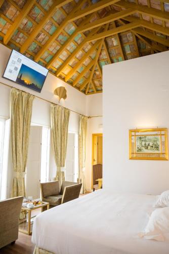 a hotel room with a bed and a tv at Las Casas de la Judería de Córdoba in Córdoba