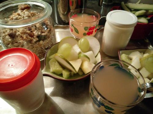 a counter top with a bunch of food and drinks at B&B Tspijker in Mol