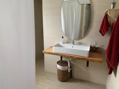 a bathroom with a sink and a mirror at Mi Descanso in Córdoba