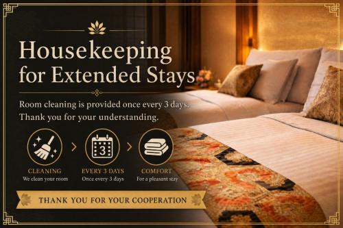 a poster of a hotel room with two beds at AKARI Kyoto Gion in Kyoto