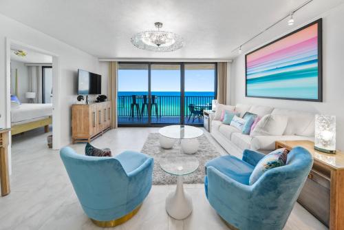 a living room with a view of the ocean at One Seagrove Place #1308 - "Love at First Sight" in Santa Rosa Beach