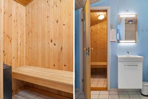 two pictures of a bathroom with a toilet and a sink at 0651-Toftlund-Skikkild-bjerge-20 in Toftlund
