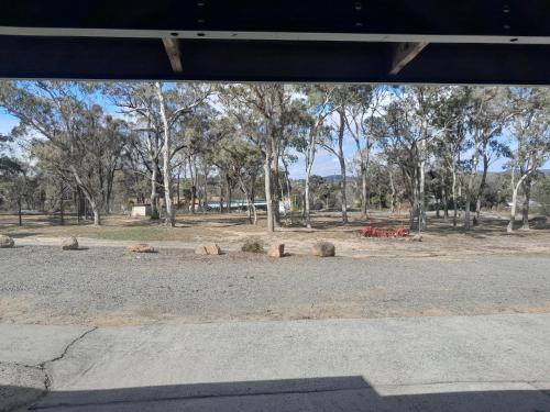 a view of a park with rocks and trees at Murray Gardens Motel in Stanthorpe