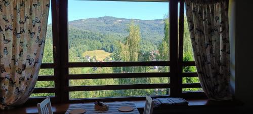 a window with a view of a mountain view at Family Relax Widoki in Szczyrk