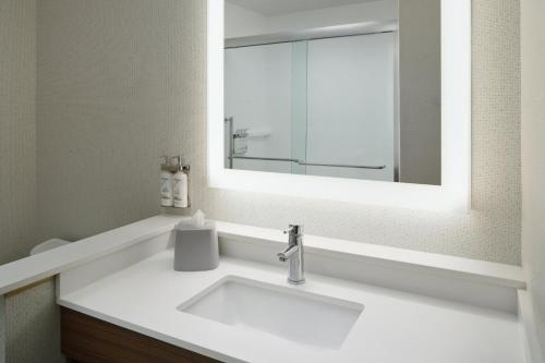 a bathroom with a white sink and a mirror at Holiday Inn Express & Suites Brunswick by IHG in Brunswick