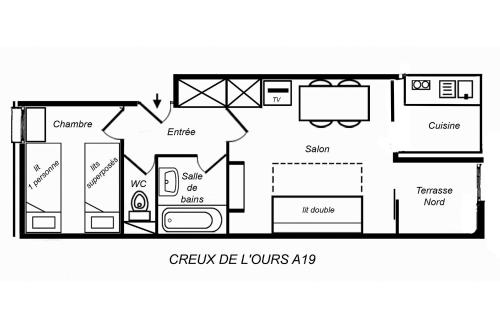Résidence Creux De L Ours A - 2 PIÈCES SKIS AUX PIEDS, PROCHE DES COMMERCES MAE-7427