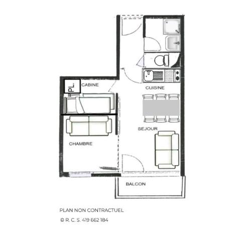 Résidence Villaret - Grand studio coin chambre séparé cuisine équipée aux Ménuires pour 4 personnes MAE-5274