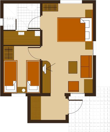 a floor plan of a house with furniture at Alpin Borovets, Алпин Боровец in Borovets