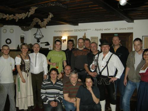 a group of people posing for a picture at Horský pension Gendorf in Cerny Dul