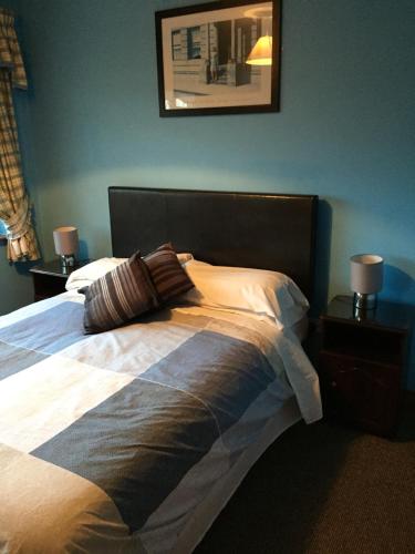ein Schlafzimmer mit einem großen Bett mit zwei Nachttischen in der Unterkunft Maureen's Bed and Breakfast in Tralee