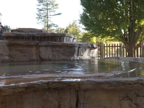 a pond with a waterfall in a park at Whispering Waters in Fort Nottingham