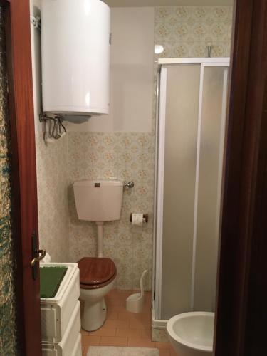 リモーネ・ピエモンテにあるCasa Di Marinaの小さなバスルーム(トイレ、シンク付)