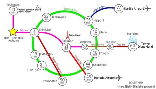 新宿駅2キロ圏内 キレイ 無料Wi-Fi Workspace プリンター有 ゲスト2人