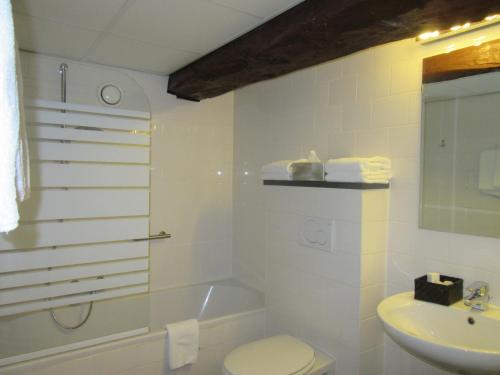 a white bathroom with a toilet and a sink at Chambres D'Hotes Rekko in Maastricht