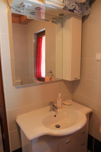 a bathroom with a sink and a mirror at Holiday Home Edi in Delnice