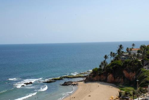an aerial view of a beach with palm trees and the ocean at Zank by Toque Hotel in Salvador