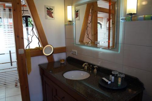 a bathroom with a sink and a mirror at Pavillon an der Ilm in Ilmenau